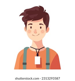 schoolboy in uniform, learning with happiness icon isolated