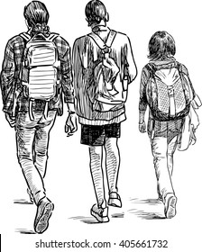 schoolboys on a walk