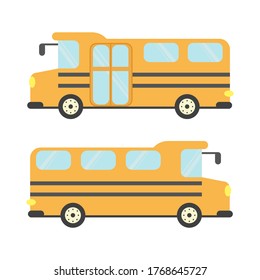Schoolbus flat illustration.Transportation for kids to school. City bus, back to school concept.