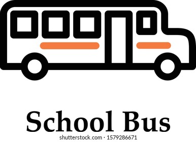 Schoolbus Outline Icon. Vector Thin Line Illustration Of A School Bus Or Public Transport