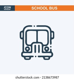 Schoolbus outline icon. Vector thin line illustration of a school bus or public transport