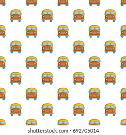 Schoolbus pattern in cartoon style. Seamless pattern vector illustration