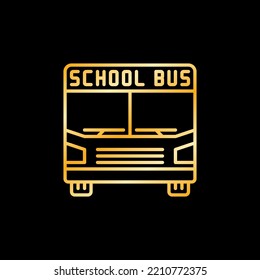 Schoolbus vector Bus concept golden line icon or logo element on dark background