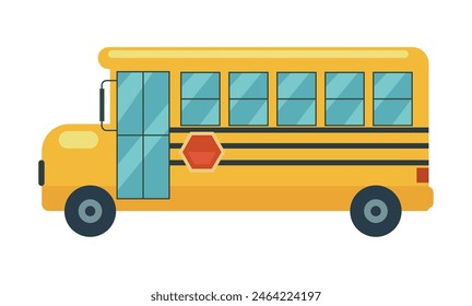 vista lateral de la Ilustración vectorial amarilla de schoolbus