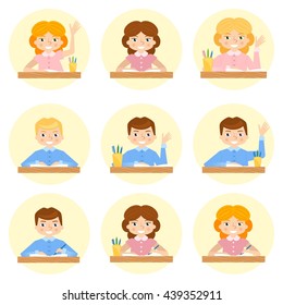 schoolchild avatar flat vector cartoon illustration. School 