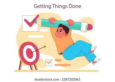 Schoolchild schedule and duties. Everyday routine of a schoolboy. Little boy getting things done. Keeping a checklist or to do list. Time management skill. Flat vector illustration