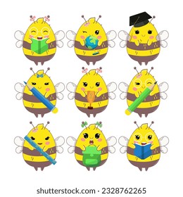 Schoolchildren bee set, school supplies