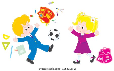 schoolchildren celebrating the beginning of a vacation