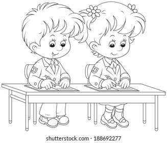 Schoolchildren Writing Stock Vector (Royalty Free) 188692277 | Shutterstock