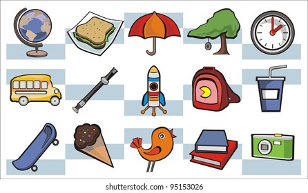Schooldays Colorful Icons Set vector illustration