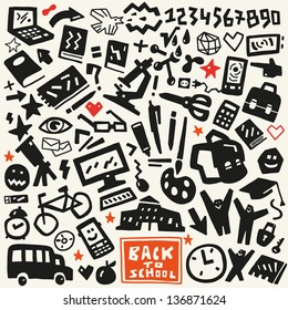 school,education doodles set