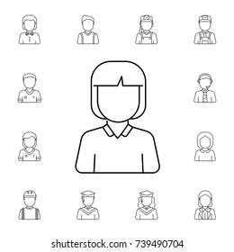 Schoolgirl avatar. Set of avatar icons on white background