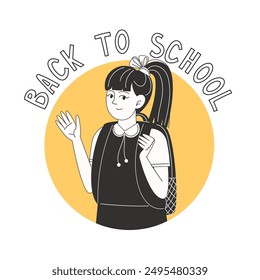Una colegiala con una mochila en la espalda