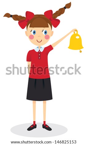 Schoolgirl with bell