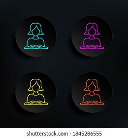 Schoolgirl and book sketch dark badge color set icon. Simple thin line, outline vector of education icons for ui and ux, website or mobile application
