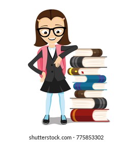 Schoolgirl with books.