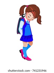Schoolgirl with a briefcase. Vector Illustration.
