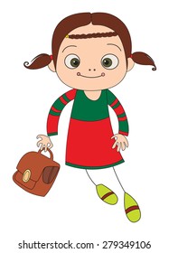 Schoolgirl with briefcase. vector illustration for your design, cosmetic banners, brochures and promotional items.