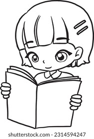 schoolgirl cartoon cute doodle coloring page kawaii anime illustration clipart character chibi drawing manga