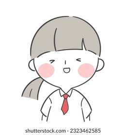 a schoolgirl character in a school summer uniform.