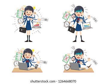Schoolgirl  to do a multi-tasking.