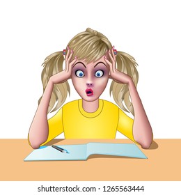 schoolgirl doing homework