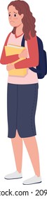 Schoolgirl feeling frustrated semi flat color vector character. Standing figure. Full body person on white. Depression isolated modern cartoon style illustration for graphic design and animation