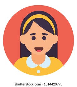 Schoolgirl flat icon design, female 