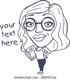 schoolgirl in glasses with books line