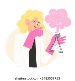 A schoolgirl holds a test tube during a chemistry lesson