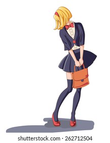 Schoolgirl isolated