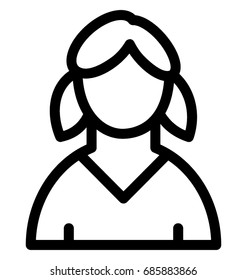 
Schoolgirl Line Vector Icon 
