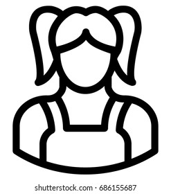 Schoolgirl Line Vector Icon 