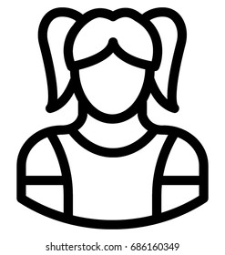 Schoolgirl Line Vector Icon 
