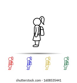 schoolgirl multi color style icon. Simple thin line, outline vector of school icons for ui and ux, website or mobile application