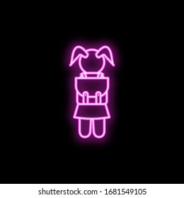 Schoolgirl neon icon. Simple thin line, outline vector of school icons for ui and ux, website or mobile application