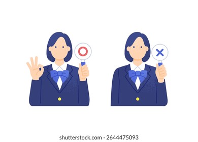 Placas OK e NG para estudantes — Ilustração vetorial para estudantes japoneses