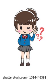 Schoolgirl posing listening