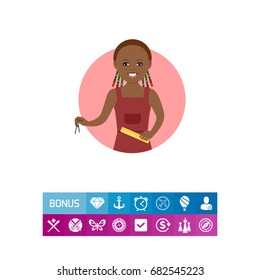 Schoolgirl with ruler and compasses