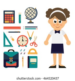 schoolgirl and school elements