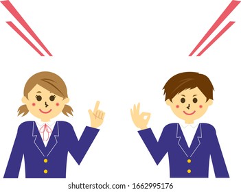 Schoolgirl and schoolboy vector illustration