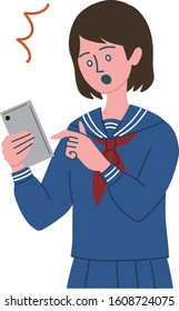 Schoolgirl student smartphone emotion illustration 