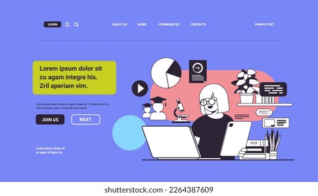Schulmädchen, die digitale Gadgets verwenden, E-Learning-Konzept-Horizontal