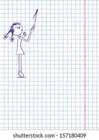 Schoolgirl (vector, background)