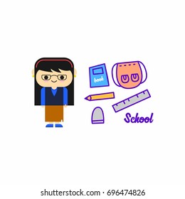 Schoolgirl vector design character