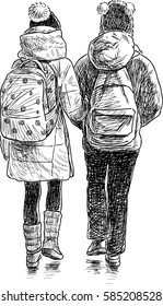 the schoolgirls go to school