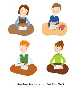 Clip Art Kids Reading Stock Illustrations Images Vectors