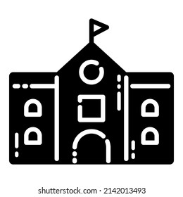Icono plano de la escuela aislado en fondo blanco