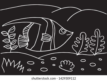 Schooling bannerfish and sea plants
