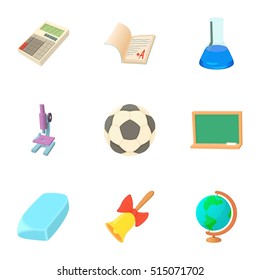 Schooling icons set. Cartoon illustration of 9 schooling vector icons for web